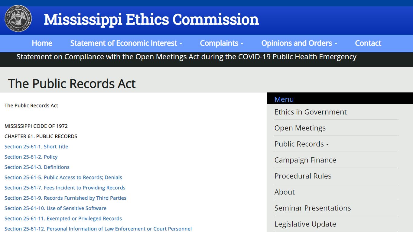 The Public Records Act | Mississippi Ethics Commission