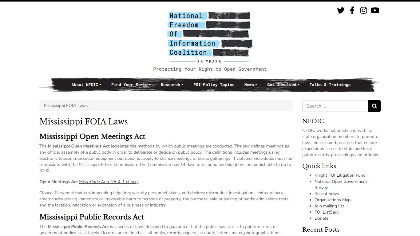 Mississippi FOIA Laws – National Freedom of Information ...